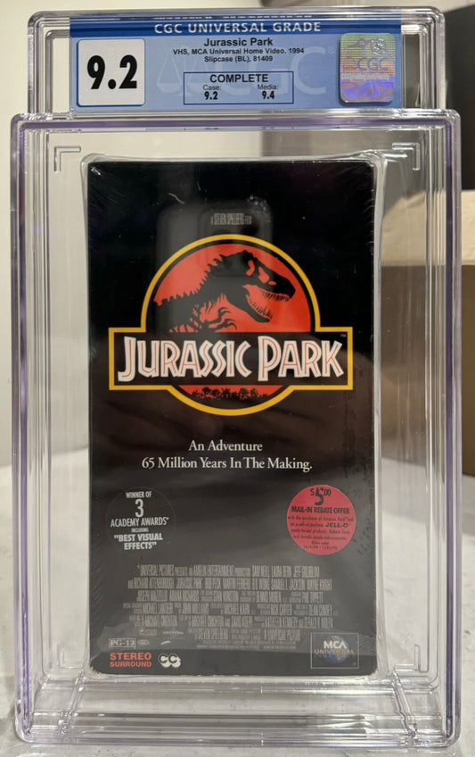 Jurassic Park VHS Tape CGC 9.2 (MCA Universal, 1994) Case 9.2, Media 9.4