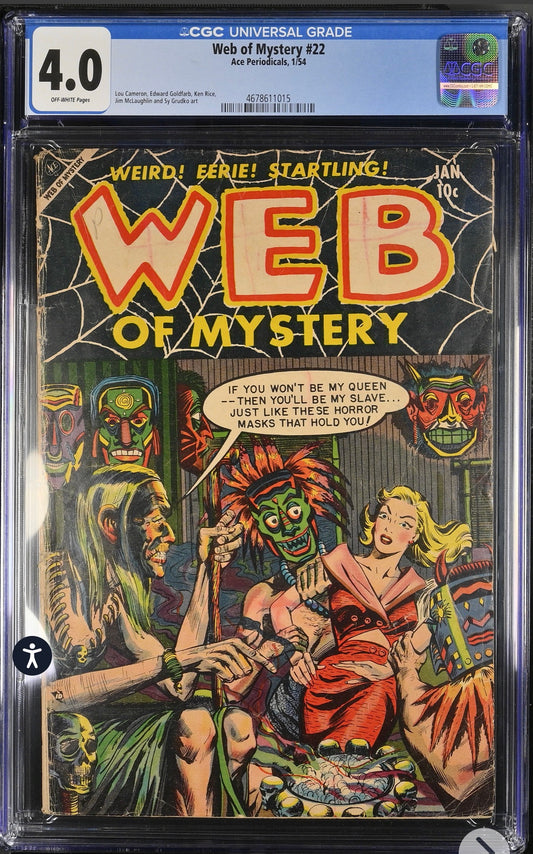 WEB OF MYSTERY #22 (ACE Periodicals, 1954) CGC 4.0 Pre Code Golden Age Horror