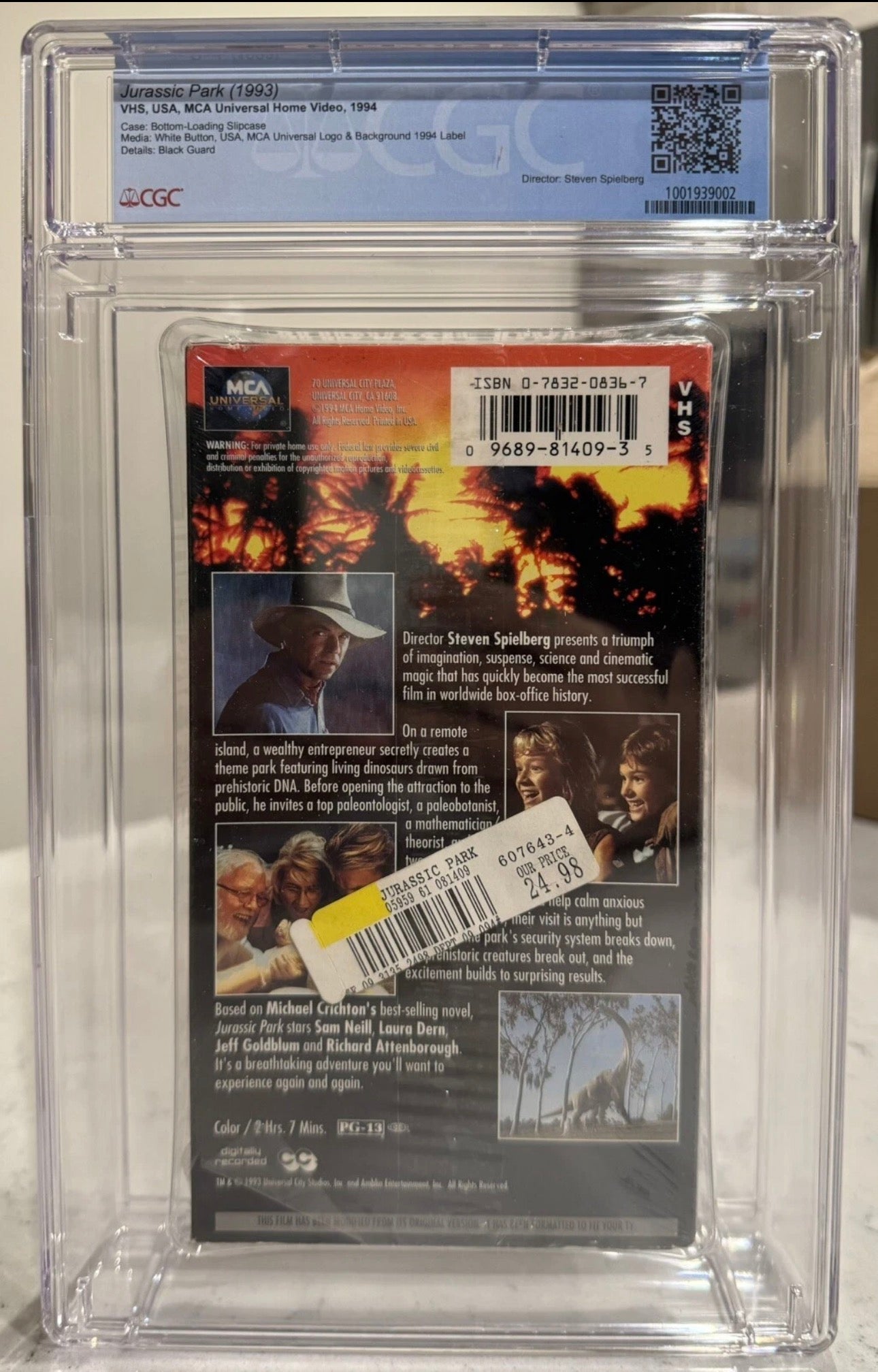 Jurassic Park VHS Tape CGC 9.2 (MCA Universal, 1994) Case 9.2, Media 9.4