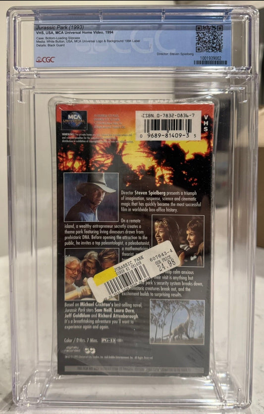 Jurassic Park VHS Tape CGC 9.2 (MCA Universal, 1994) Case 9.2, Media 9.4