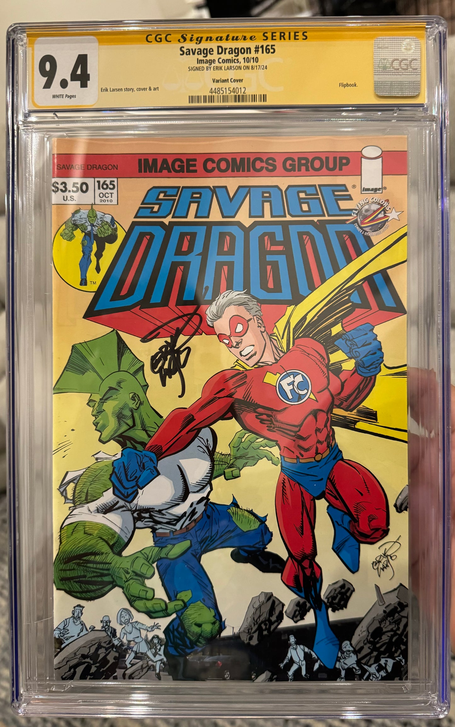 Savage Dragon #165 CGC SS 9.4 (Image Comics) (Flying Colors Variant) Signed by Erik Larsen