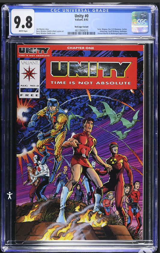 Unity #0 CGC 9.8 RED Logo Variant (1992, Valiant)