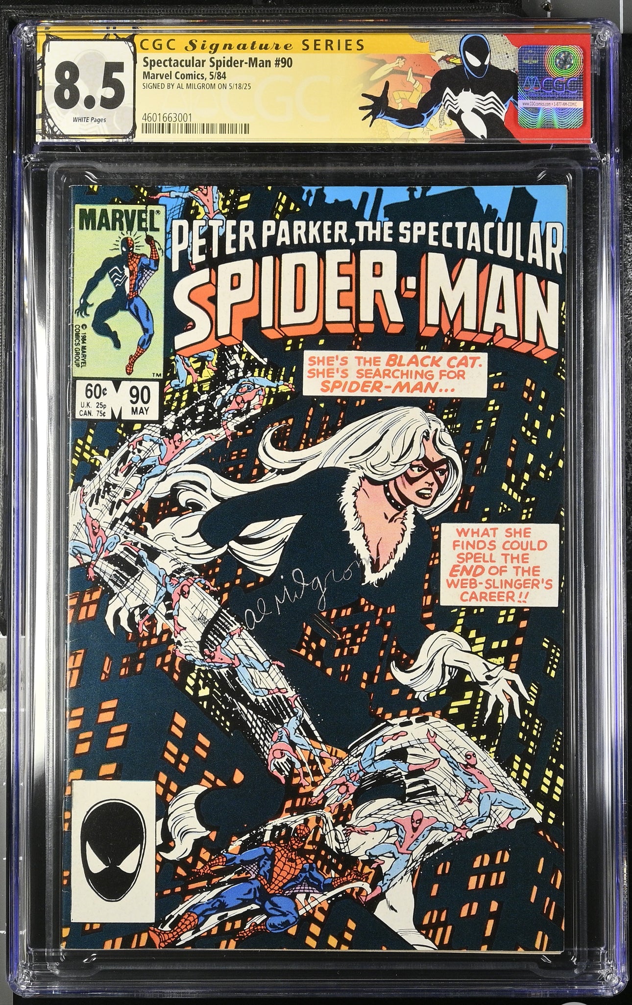 Spectacular Spider-Man #90 CGC SS 8.5 (Marvel, 1984) Signed By Al Milgrom With Custom Label