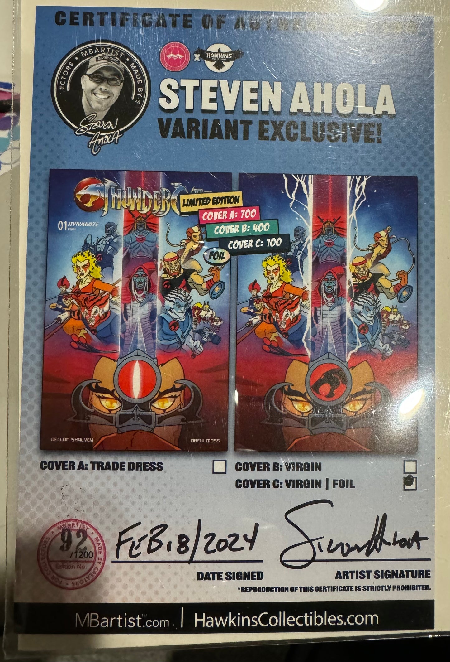 Thundercats #1 (Dynamite, 2024) Foil Cover Signed by Steven Ahola (LTD to 100 Copies)