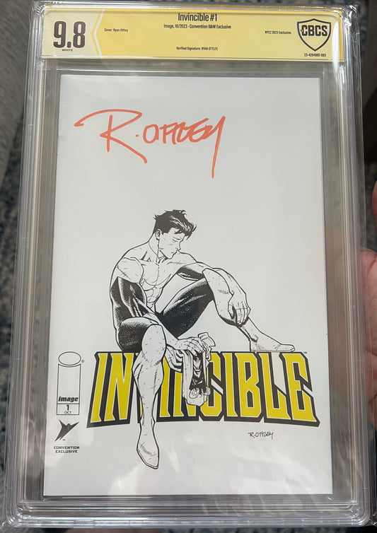 Invincible #1 CBCS 9.8 B&W sketch (NYCC 2023 Convention Exclusive) signed by Ryan Ottley