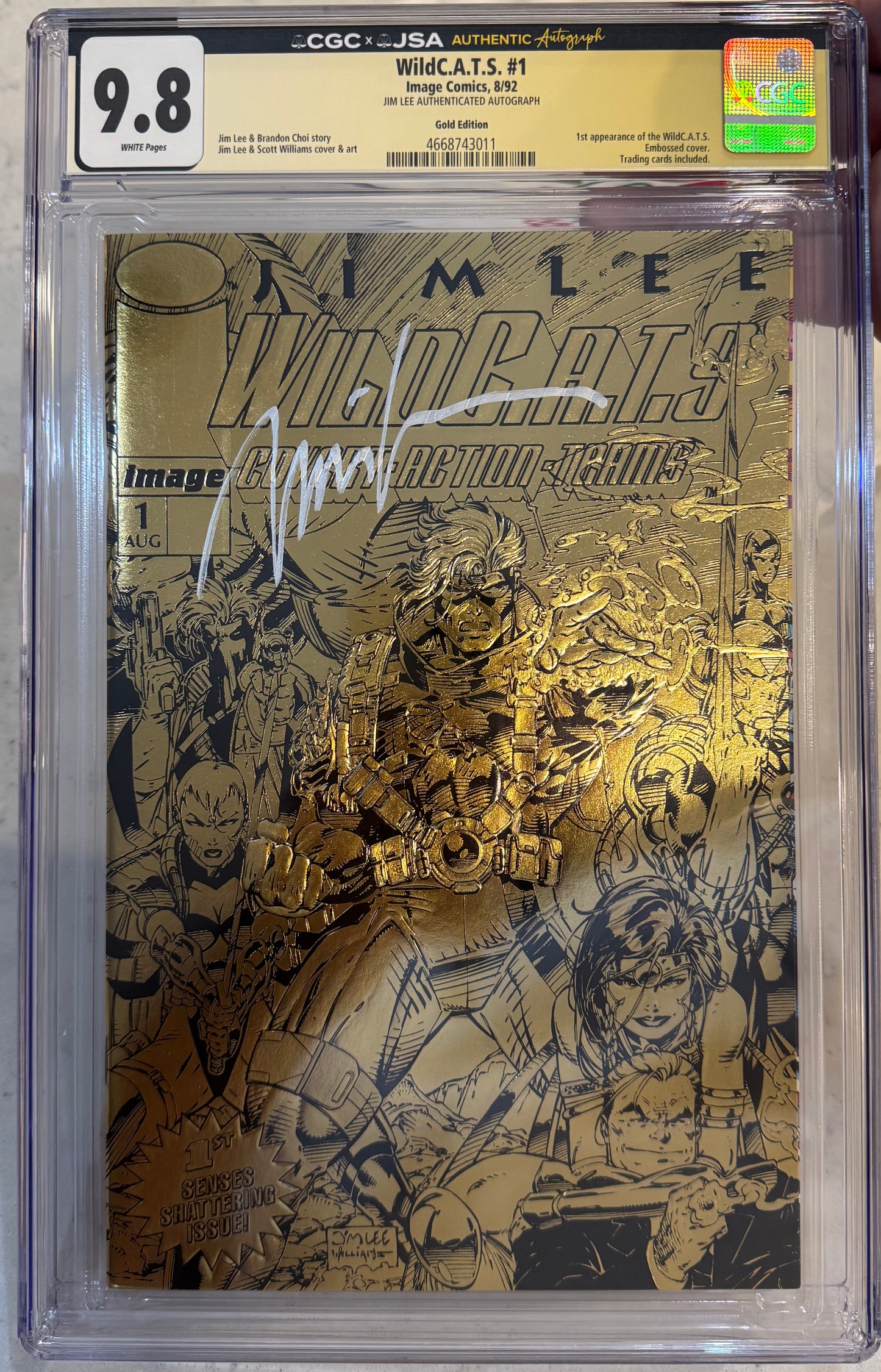 WildC.A.T.S #1 CGC X JSA 9.8 (Image, 1992) Gold Edition Signed by Jim Lee (1st Appearance of the WildCats)