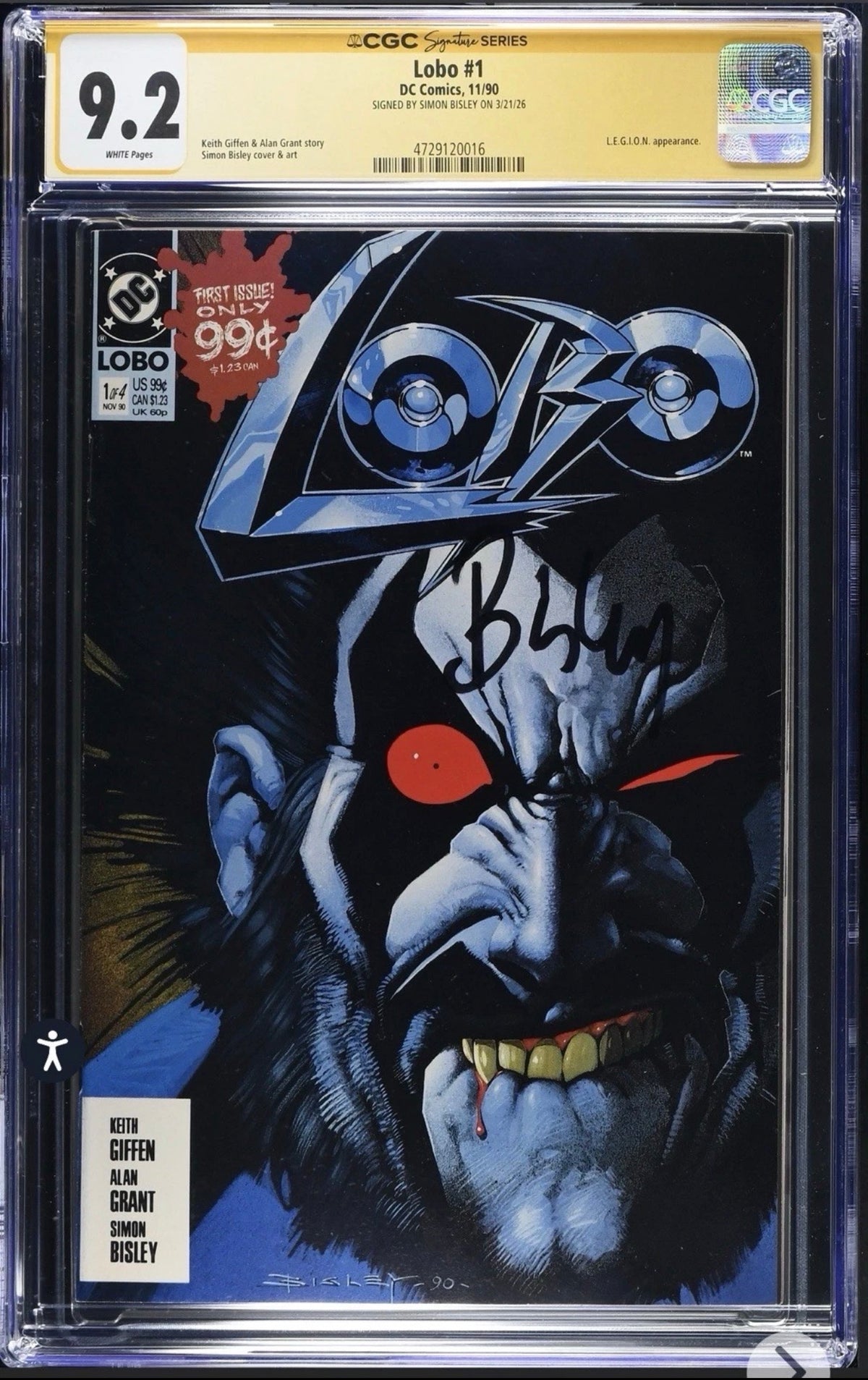 Lobo #1 CGC SS Signed By Simon Bisley (DC, 1990)