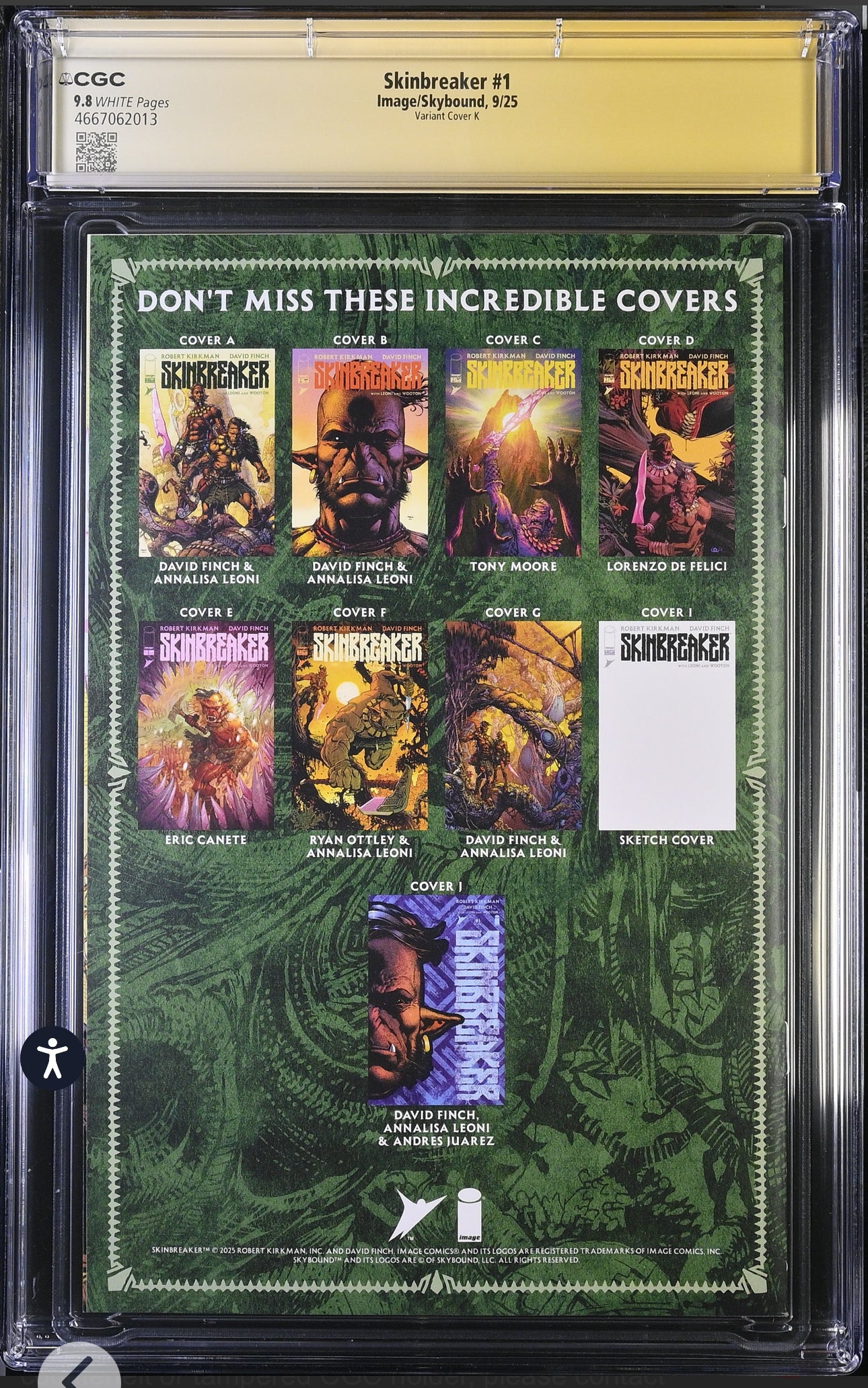Skinbreaker #1 CGC SS 9.8 Thank You Variant Signed By David Finch (Image, 2025)