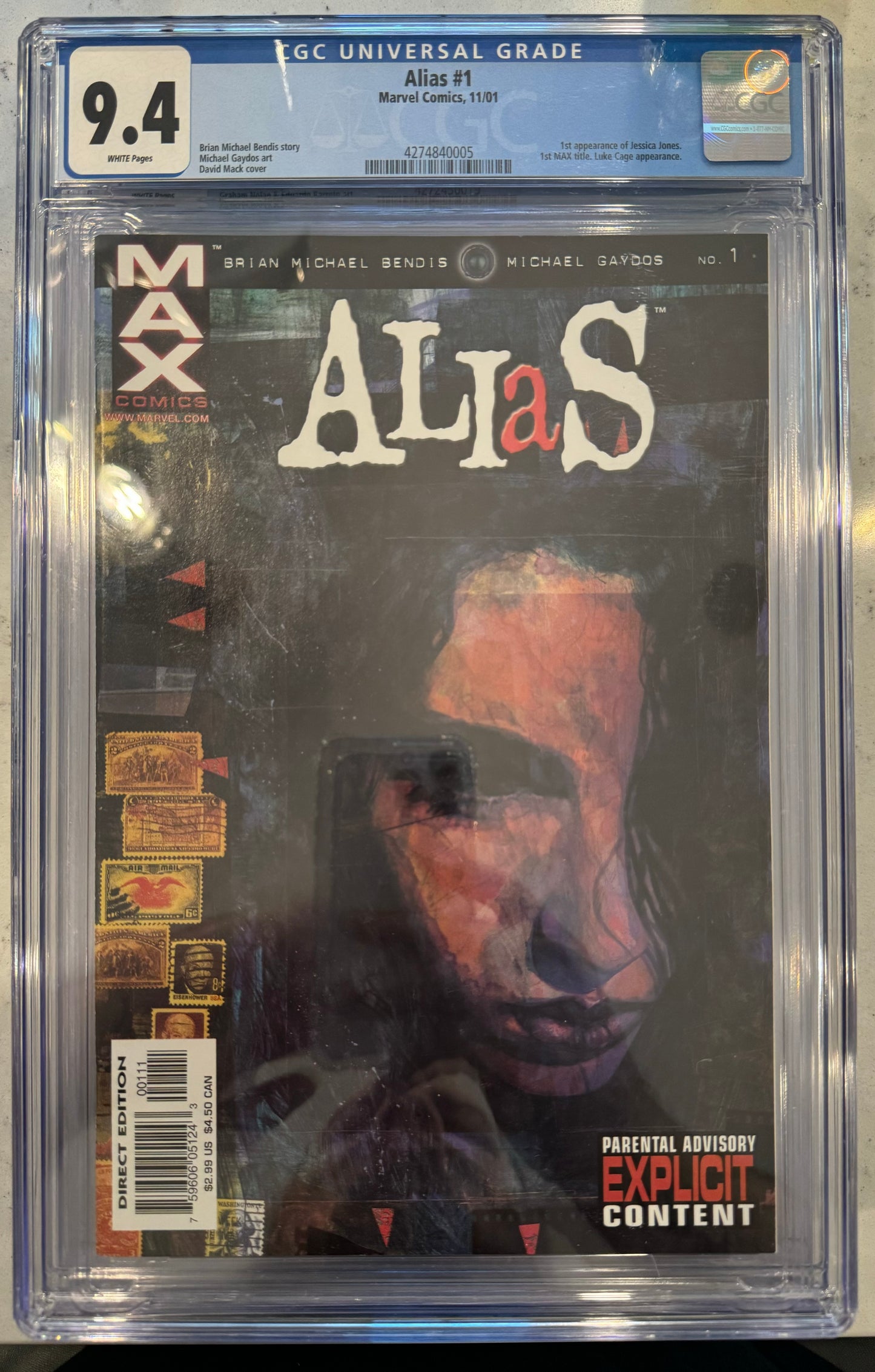 Alias #1 CGC 9.4 (Marvel, 2001) 1st Appearance of Jessica Jones