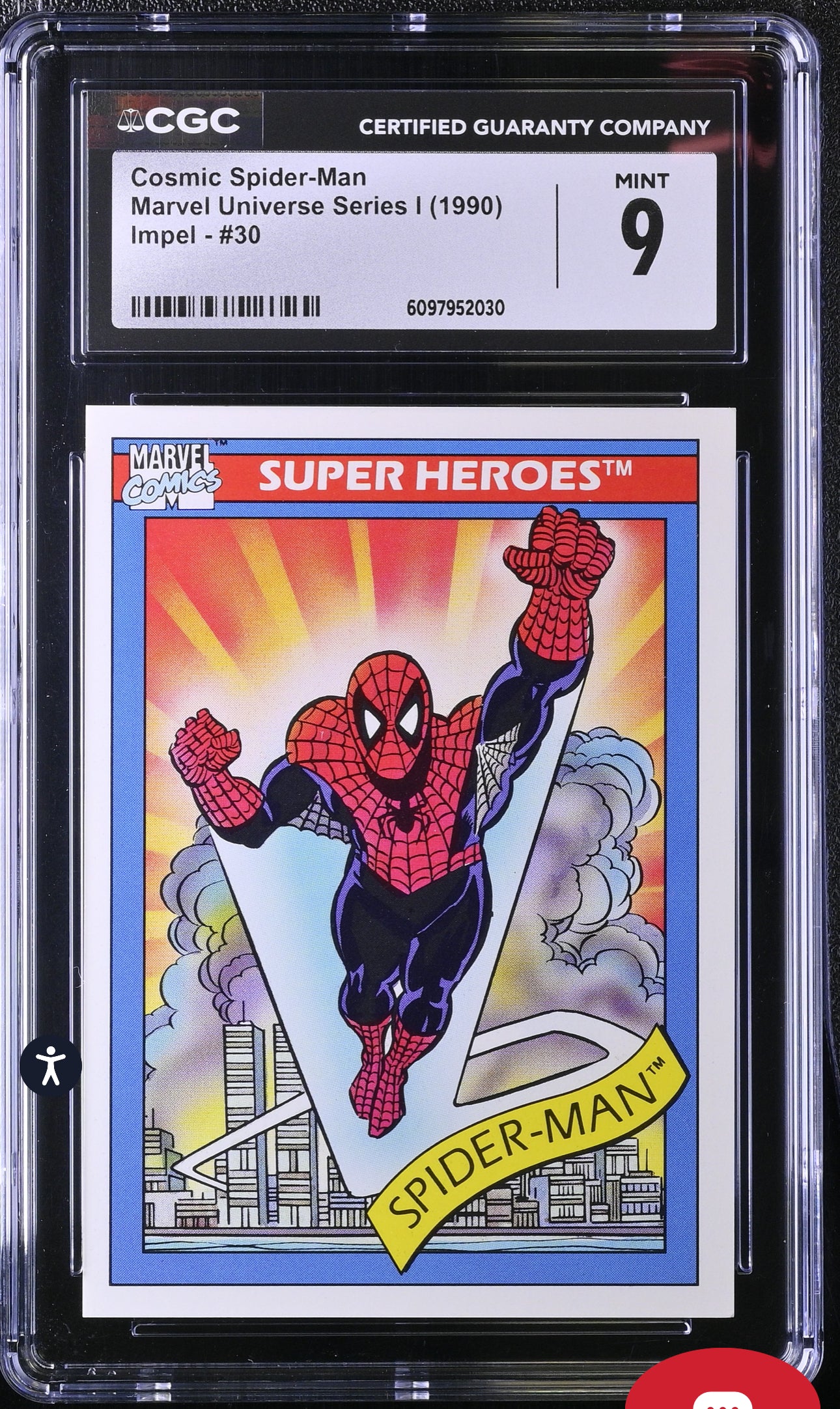 Cosmic Spider-Man CGC 9 (Mint) Marvel Universe Series I 1990 Impel #30 CGC CARDS