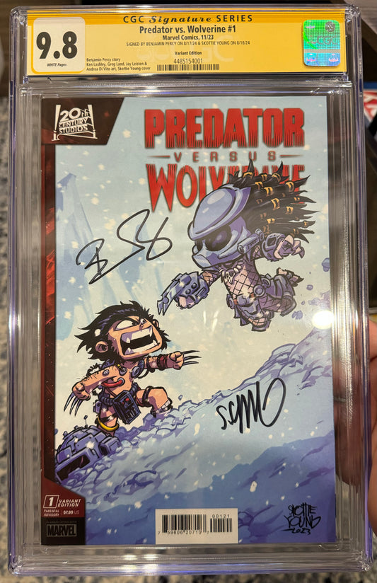 Predator vs Wolverine #1 CGC SS 9.8 (Marvel, 2023) Signed by Benjamin Percy and Skottie Young