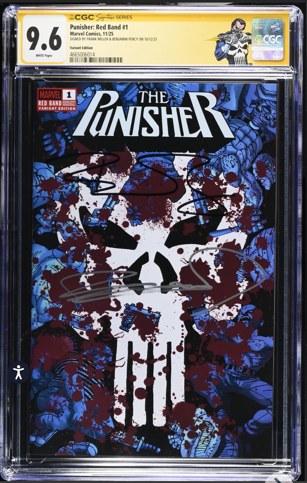 Punisher: Red Band #1 CGC SS 9.6 (Marvel, 2025) Signed By Benjamin Percy & Frank Miller With Custom Label