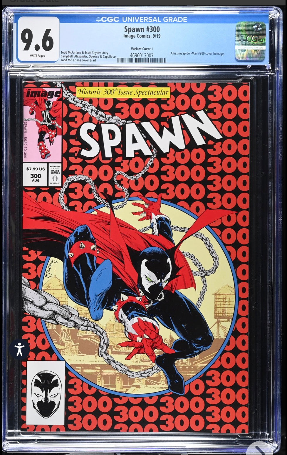 Spawn #300 CGC 9.6 (Image, 2019) Cover J (Amazing Spider-Man #300 Homage)
