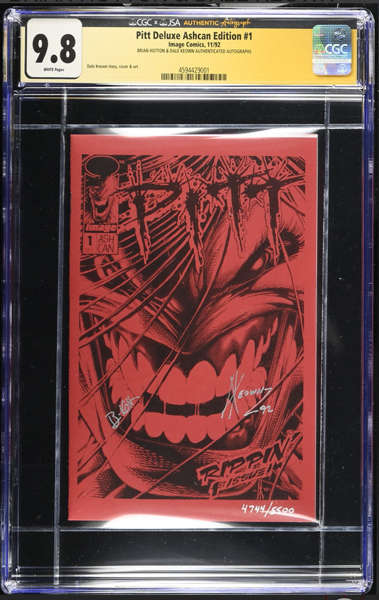 PITT ASHCAN #1 CGC X JSA 9.8 Signed By Dale Keown & Brian Hotton (Image, 1992)