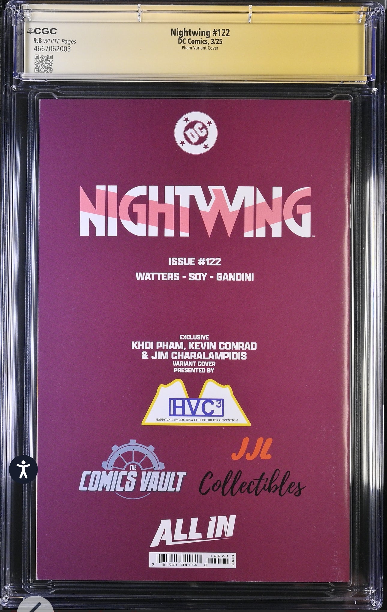 Nightwing #122 CGC SS 9.8 (DC Comics, 2025) Variant Signed & Sketches By Khoi Pham & Kevin Conrad