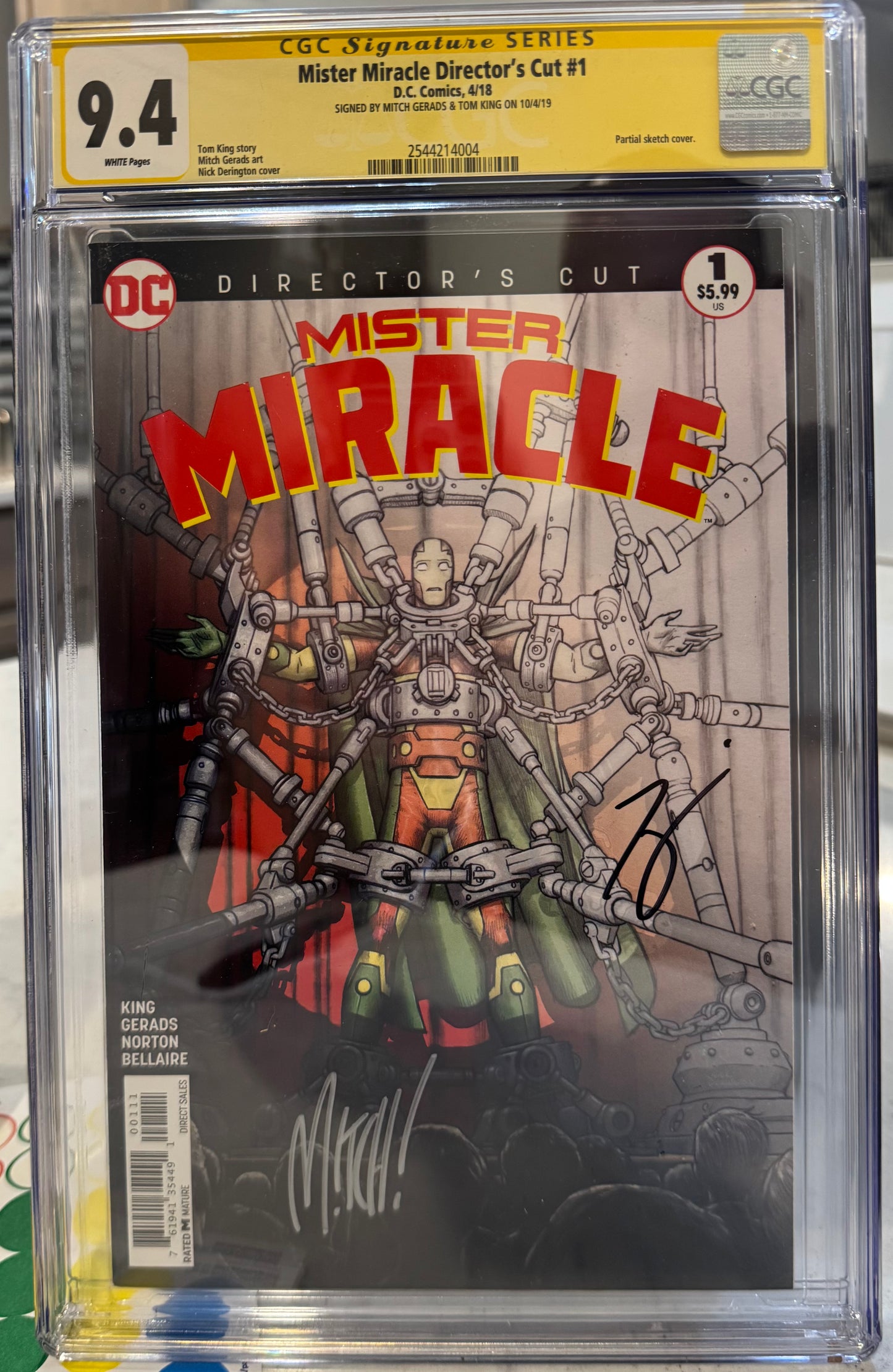 Mister Miracle Director's Cut #1 CGC SS 9.4 Signed By Tom King & Mitch Gerards (DC, 2018)