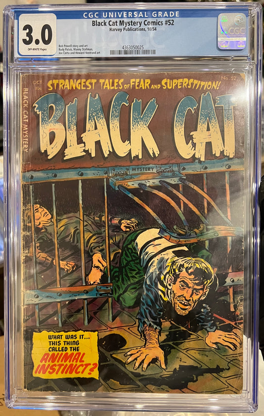 Black Cat Mystery Comics #52 CGC 3.0 (Harvey 1952 Off White Pages) Pre Code Horror