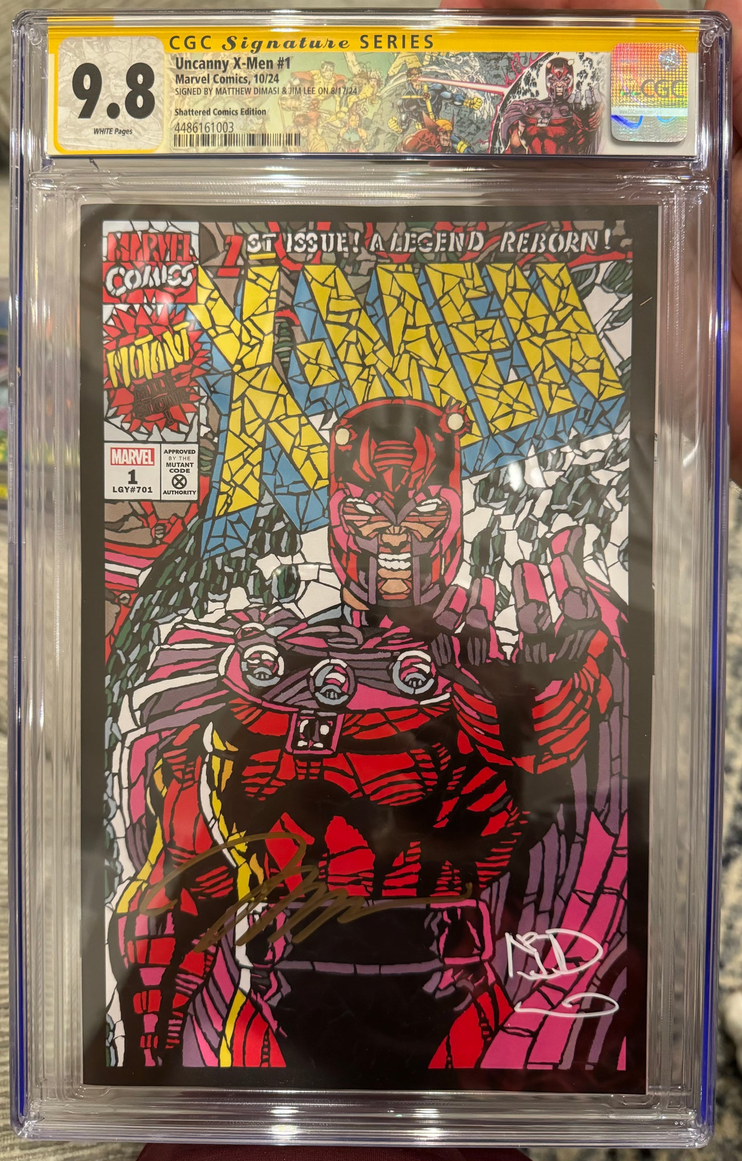 Uncanny X-men #1 CGC SS 9.8 Shattered Variant Signed By Jim Lee & Matthew Dimasi W/Custom Label