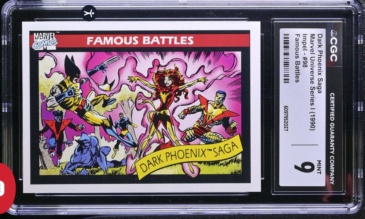 Dark Phoenix Saga CGC 9 (Mint) Marvel Universe Series I 1990 Impel #98 Famous Battles CGC CARDS
