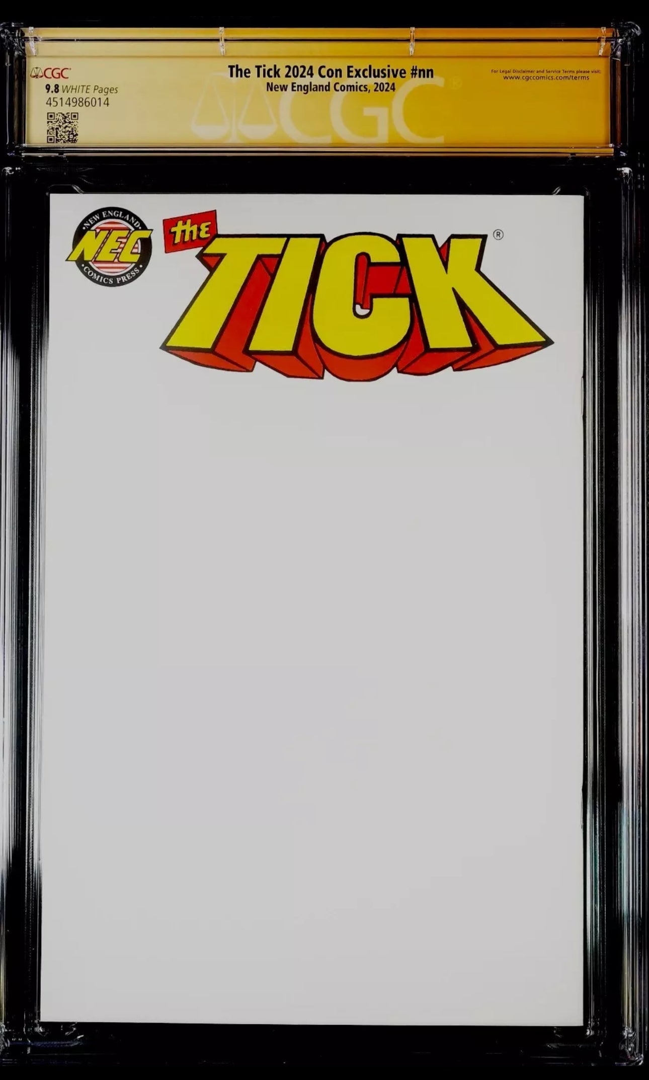 The Tick 2024 Con Exclusive #nn CGC SS 9.8 (Signed & Sketch By Ben Edlund Signed by Ian Chase Nichols & Jeff McClelland