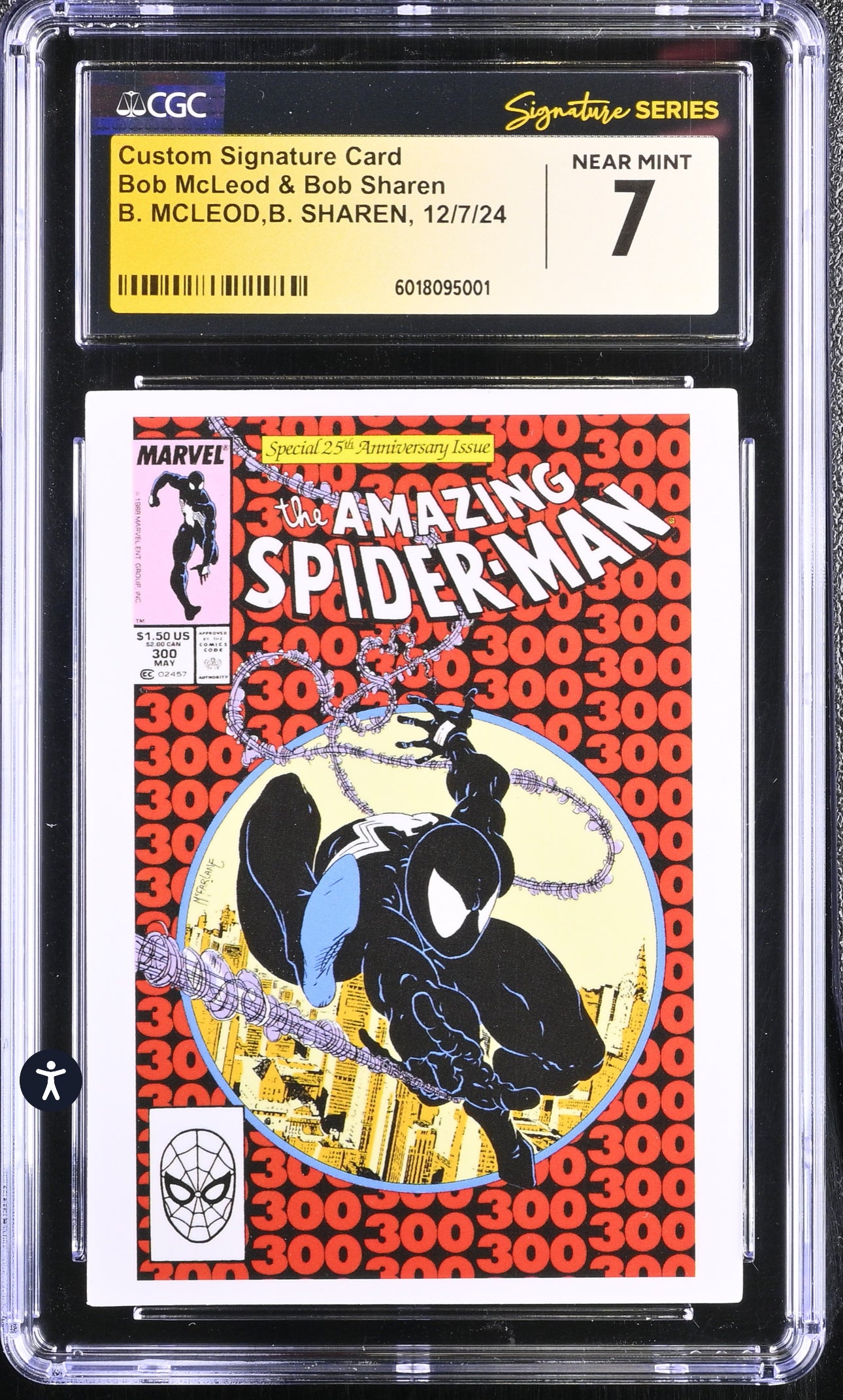 Amazing Spider-Man #300 CGC SS 7.0 McFarlane Toys Card Signed By Bob McLeod & Bob Sharen