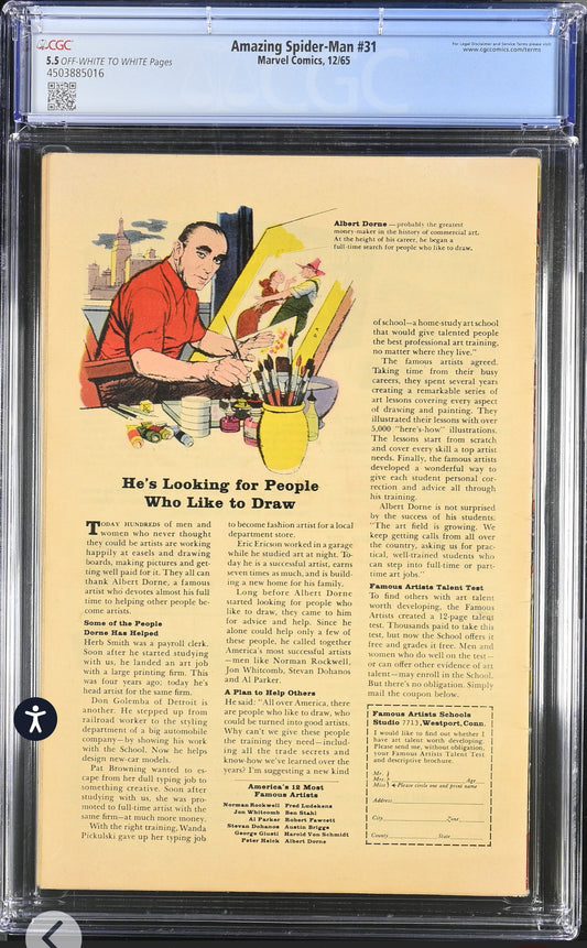 Amazing Spider-Man #31 CGC 5.5 (Marvel, 1965) 1st Appearance of Gwen Stacy