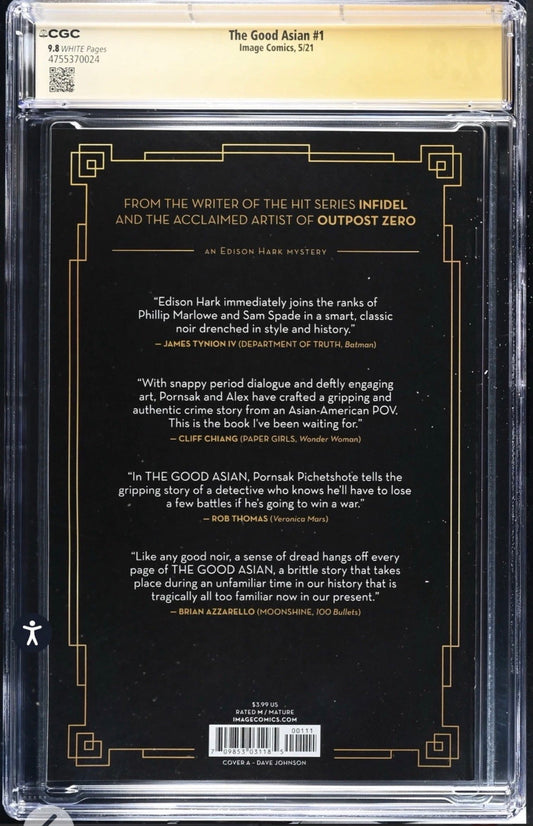 The Good Asian #1 CGC SS 9.8 Signed By Pornsak Pitchetshote (Image, 2021)