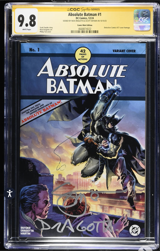 ABSOLUTE BATMAN #1 CGC SS 9.8 (DC, 2024) Phillip Tan Variant Signed by Scott Snyder & Nick Dragotta