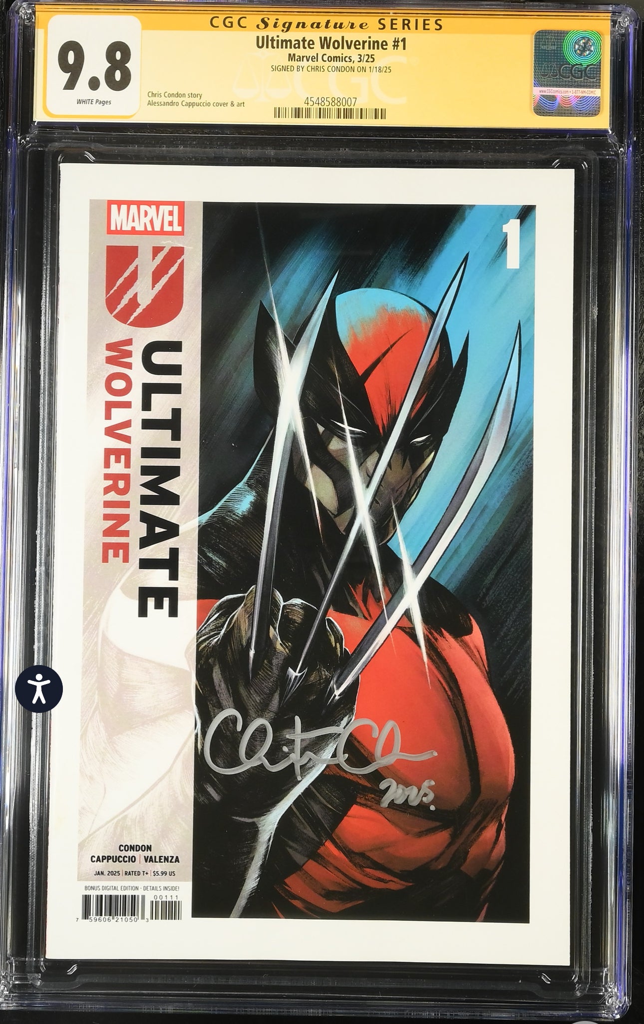 Ultimate Wolverine #1 CGC SS 9.8 (Marvel, 2025) Signed By Chris Condon (Cover A)