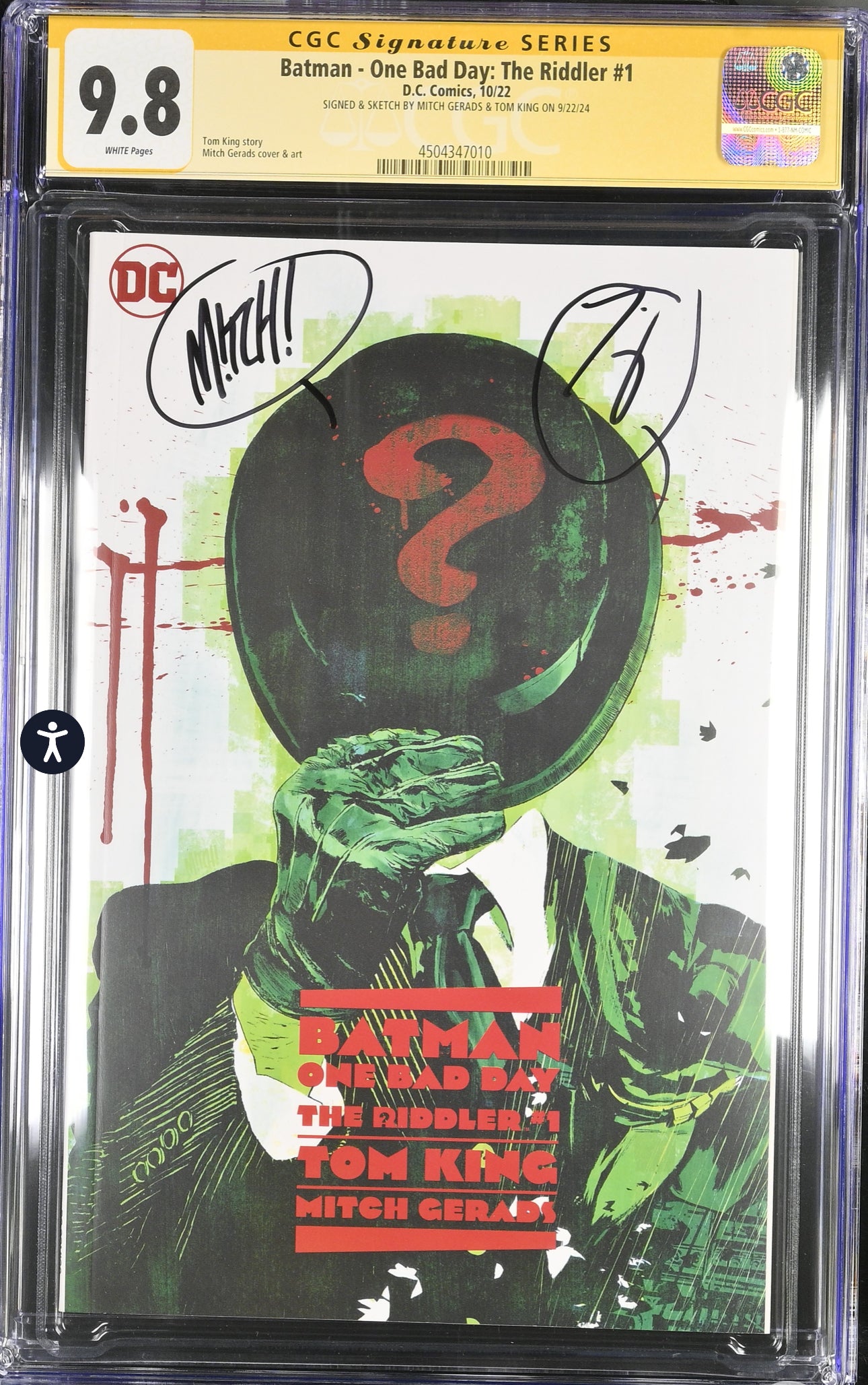 Batman One Bad Day Riddler CGC SS 9.8 (DC Comics, 2022) Signed By Tom King & Mitch Gerads