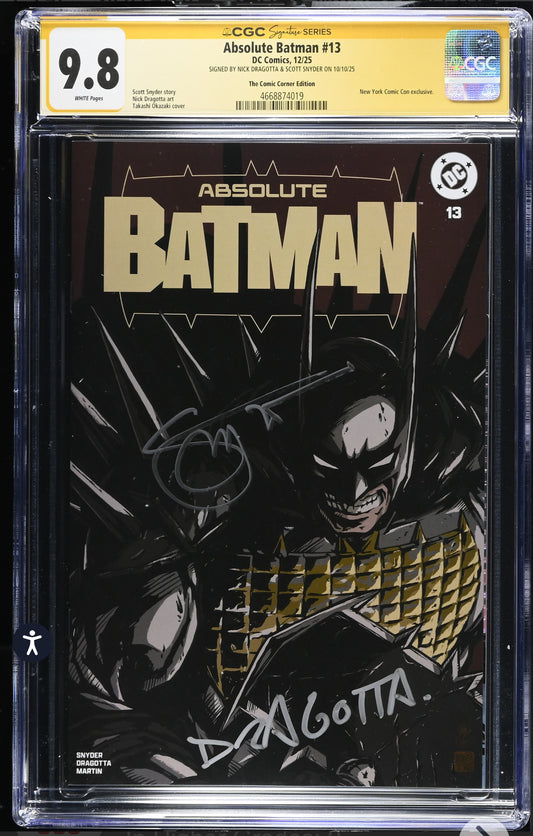 Absolute Batman #13 CGC SS 9.8 Signed By Scott Snyder & Nick Dragotta  (NYCC Okazaki Variant, 2025)