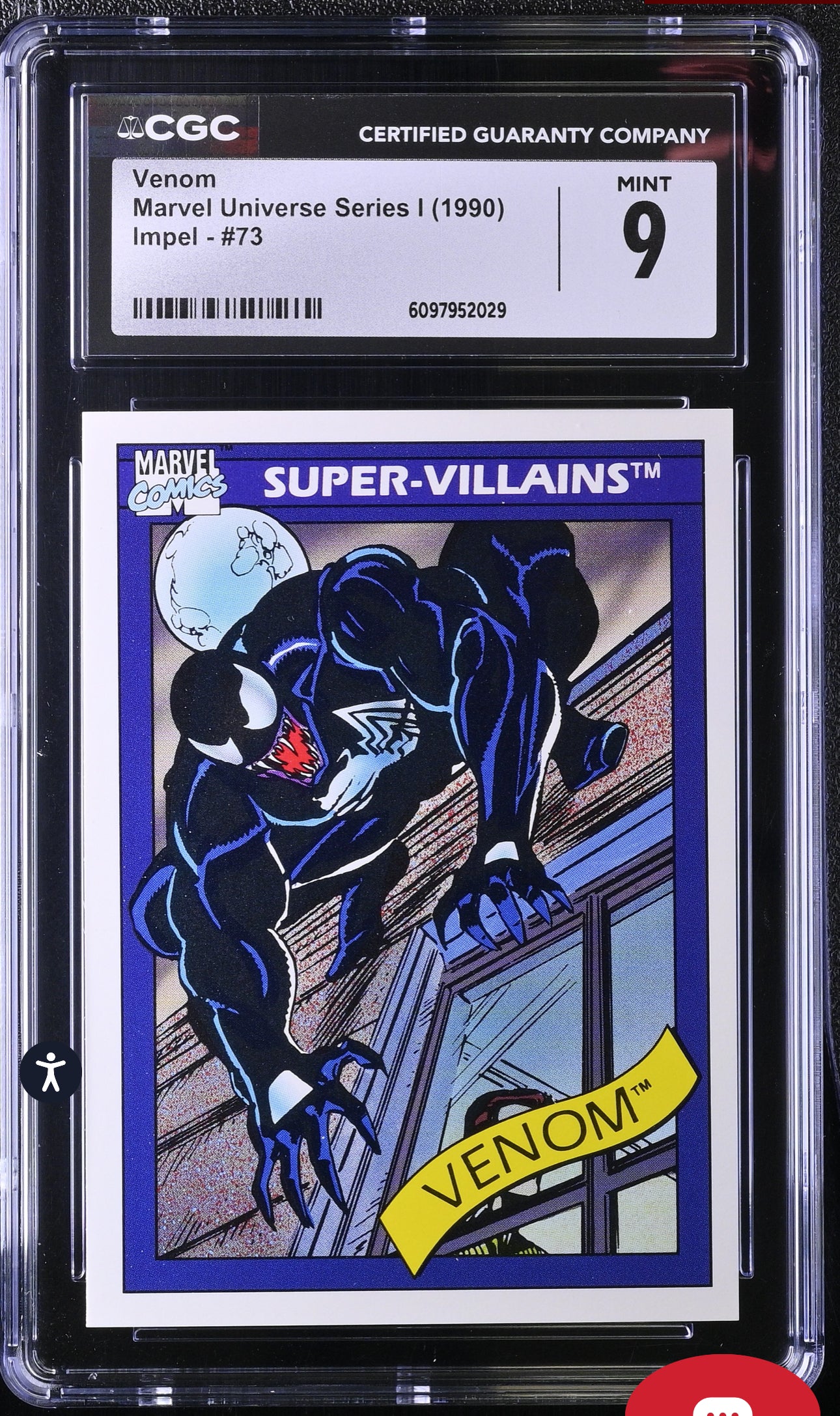Venom CGC 9 (Mint) Marvel Universe Series I 1990 Super-Villains CGC Cards