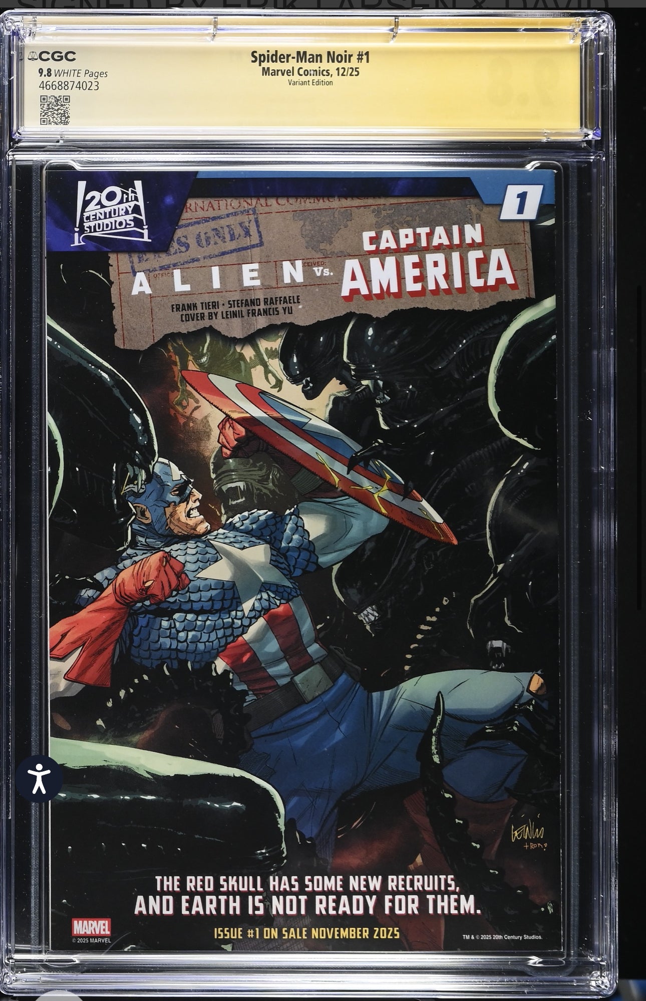 Spider-Man Noir #1 CGC SS 9.8 Signed By Erik Larsen & David Mack (Mack Variant) Marvel 2025