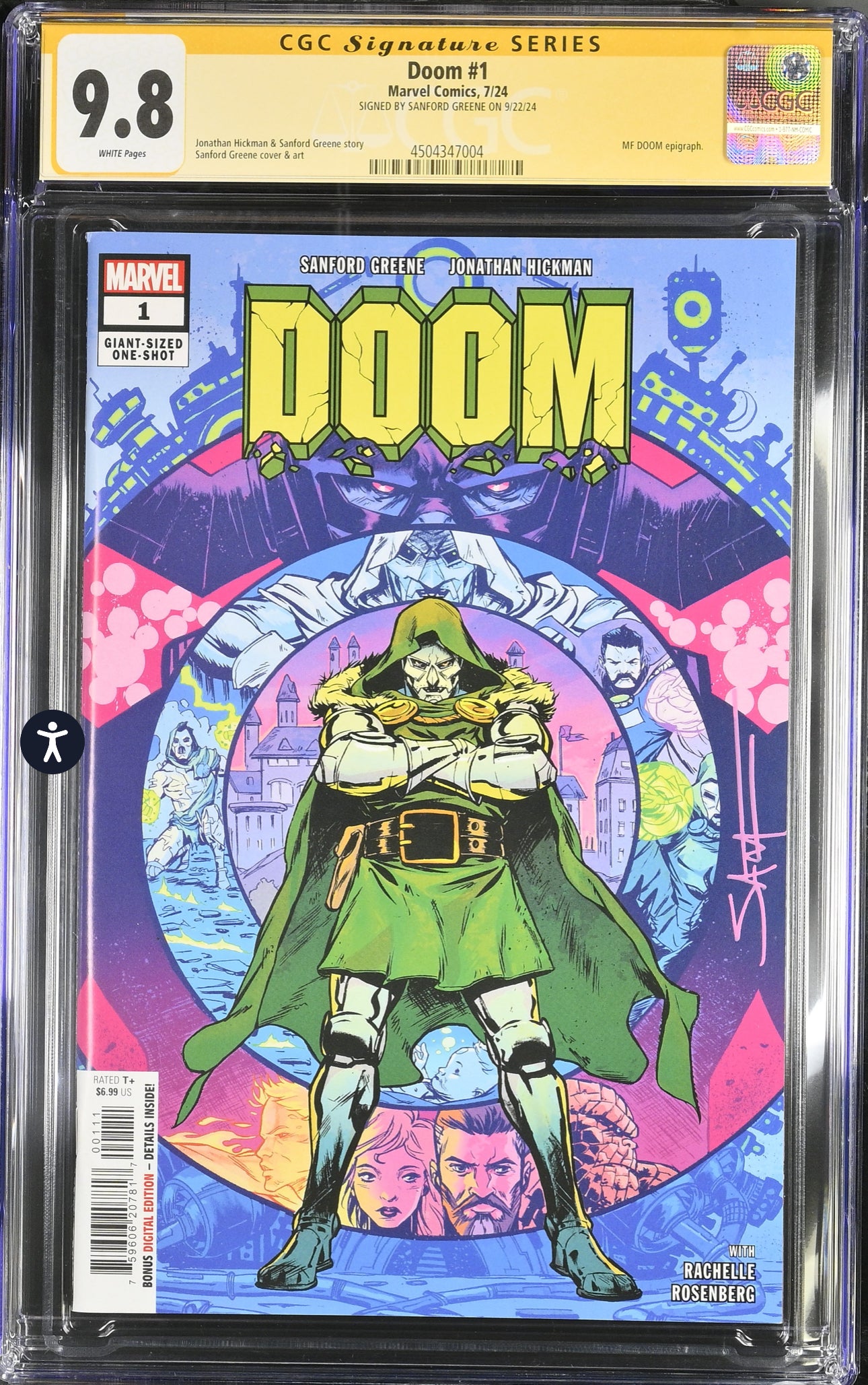 Doom #1 CGC SS 9.8 (Marvel, 2024) SIGNED By Sanford Greene