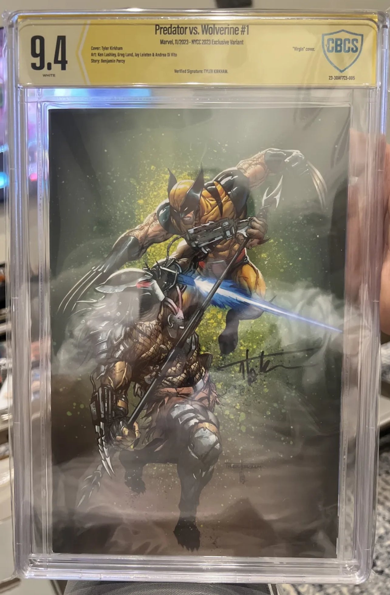 Predator Vs. Wolverine #1 CBCS 9.4 (NYCC 2023, Marvel) Green Virgin Variant Tyler Kirkham
