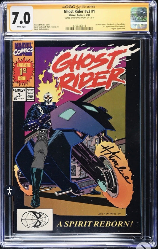 Ghost Rider #v2 #1 CGC SS 7.0 Signed By Howard Mackie (Marvel, 1990) Danny Ketch 1st Appearance