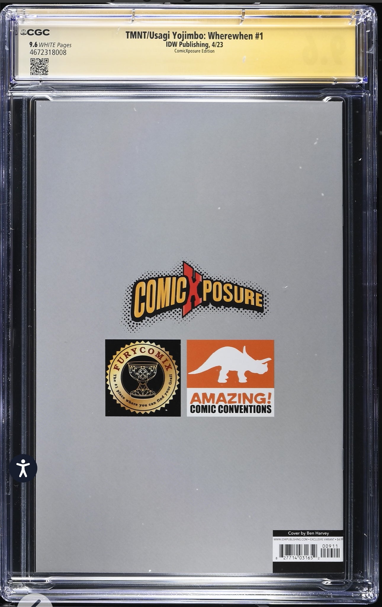 Teenage Mutant Ninja Turtles Usagi Yojimbo Wherewhen #1 CGC SS 9.6 (IDW, 2023) Signed/Sketch by Stan Sakai & Signed by Ben Harvey