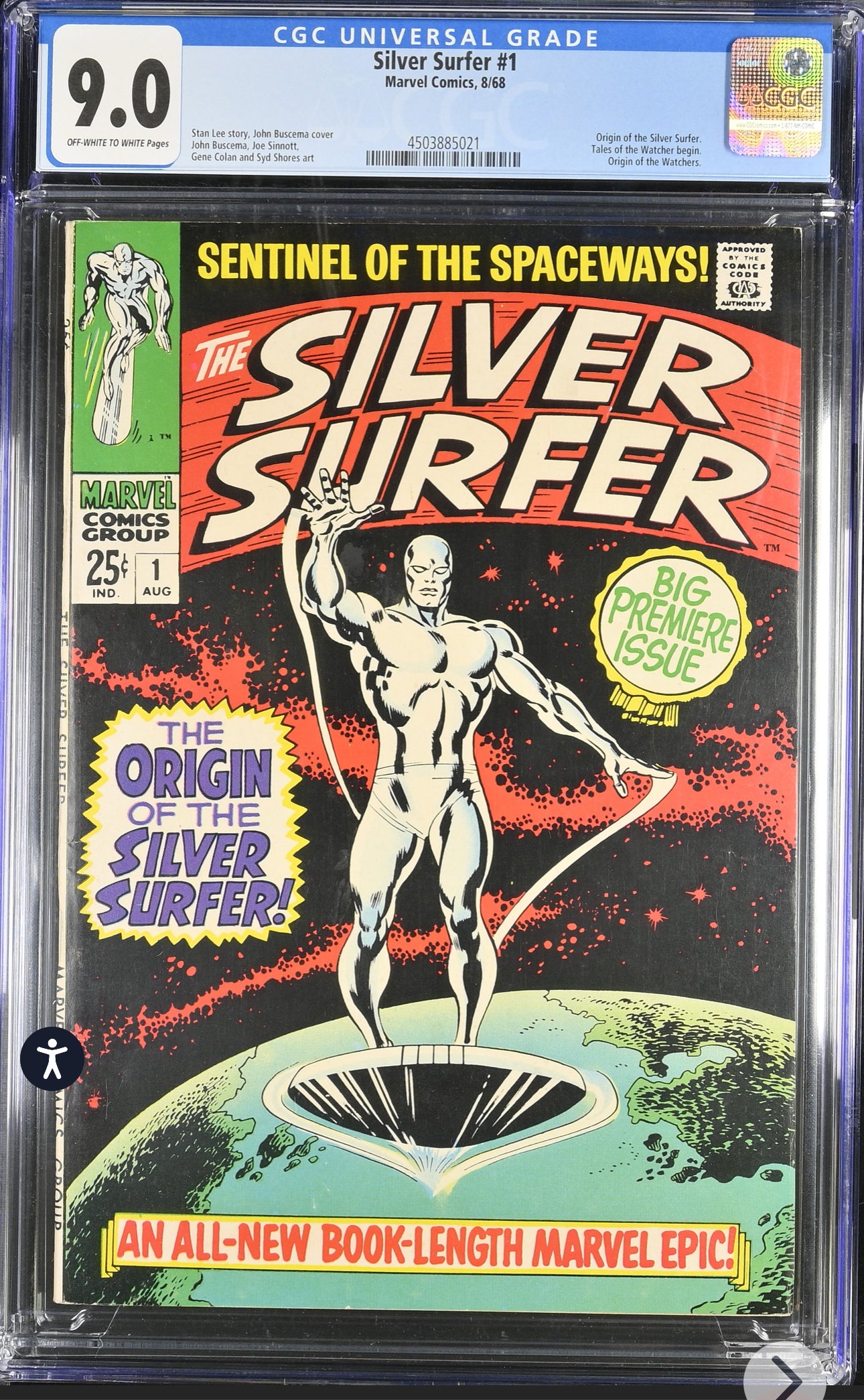 Silver Surfer #1 CGC 9.0 (Marvel, 1968) Rare Off-White TO White Pages!!!