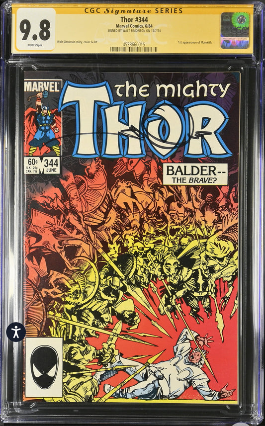 Thor #344 CGC SS 9.8 (Marvel, 1984) Signed By Walt Simonson (1st Malekith)