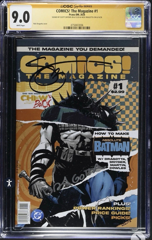 Comics! The Magazine #1 CGC SS 9.0 Signed By Scott Snyder & Nick Dragotta (2026)