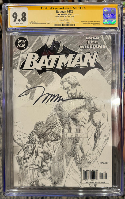 Batman #612 CGC SS 9.8 (DC, 2nd Print Sketch Edition) Signed By Jim Lee