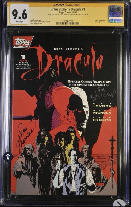 BRAM STOKER’S DRACULA #1 CGC SS 9.6 Signed By Roy Thomas & Jim Salicrup (Topps, 1992)