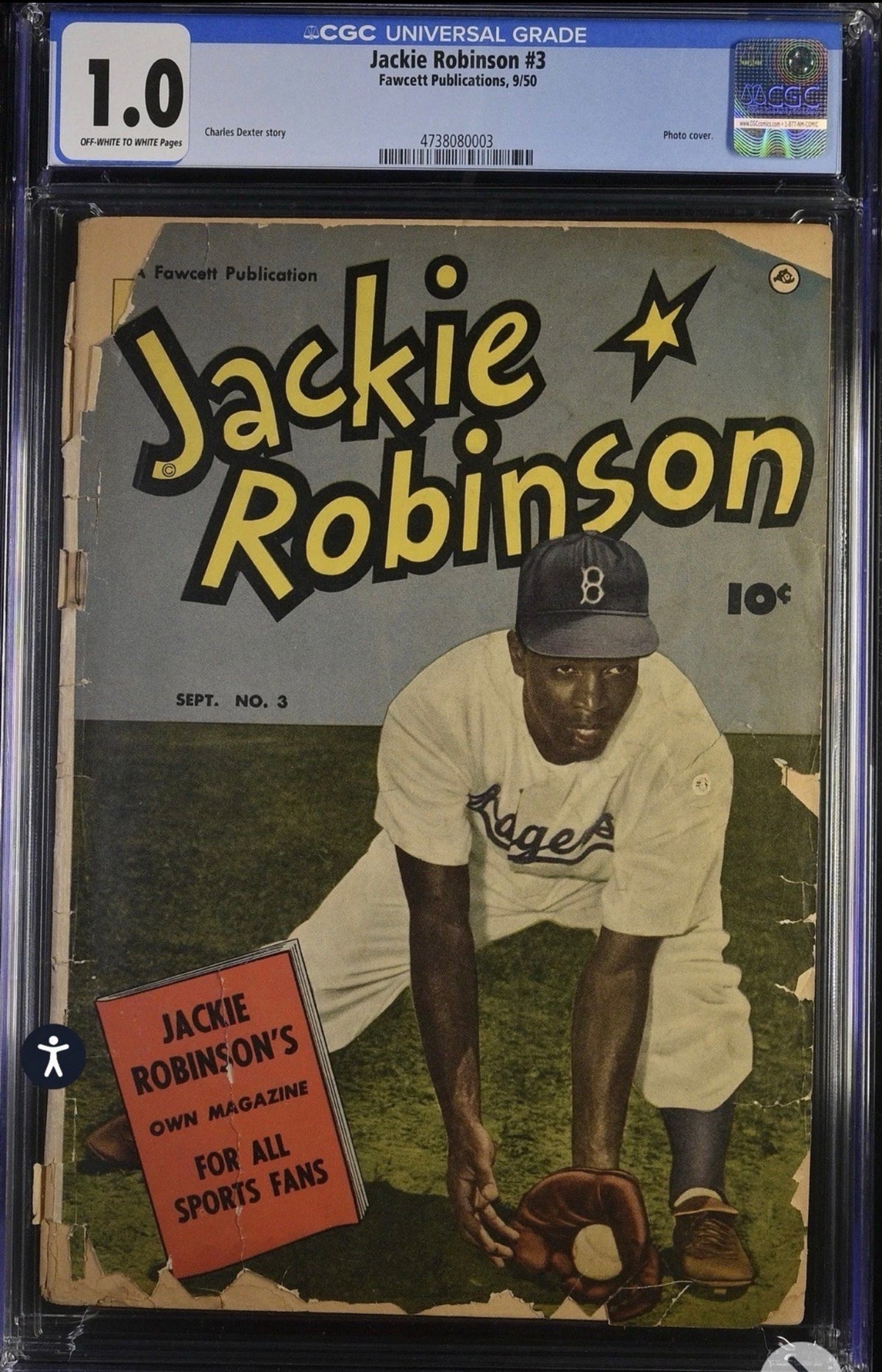 Jackie Robinson #3 CGC 1.0 (Fawcett Publications, 1950) Baseball