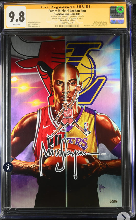 Fame: Michael Jordan #nn CGC SS 9.8 (Tidalwave, 2024) Metal Edition Signed & Remarqued by Mico Suayan