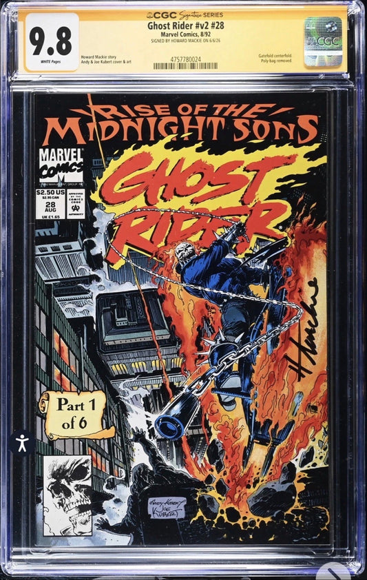Ghost Rider #v2 #28 CGC SS 9.8 Signed By Howard Mackie (Marvel, 1992)
