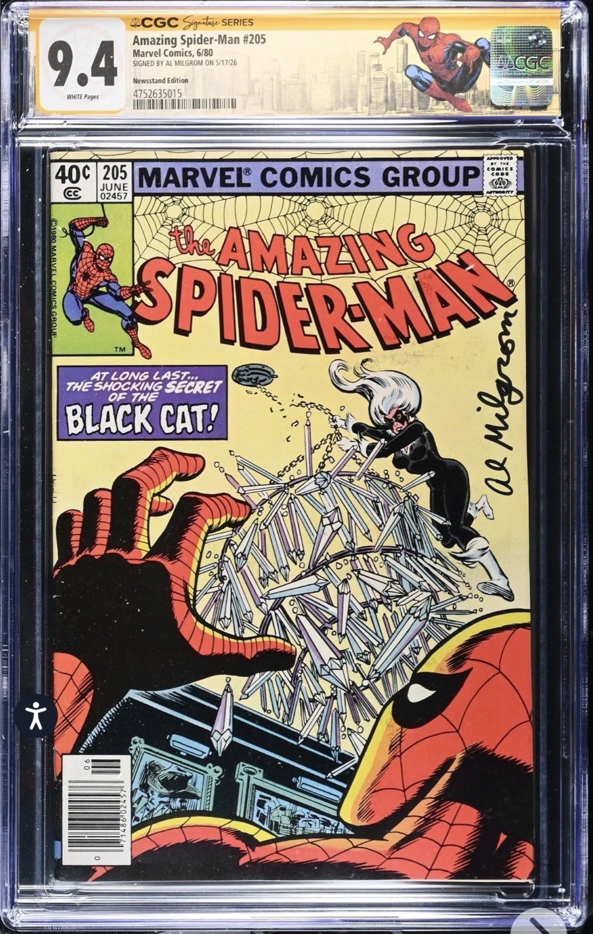 Amazing Spider-Man #205 CGC SS 9.4 Signed By Al Milgrom With Custom Label (Marvel, 1980)