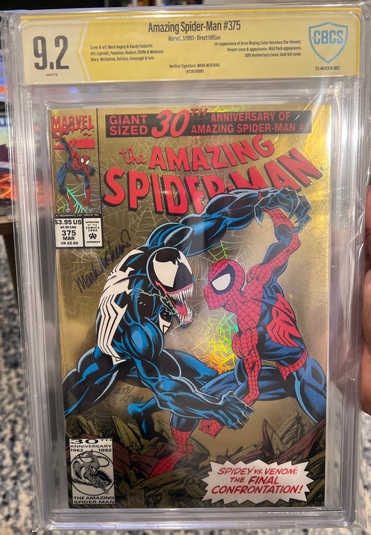 Amazing Spider-Man #375 CBCS 9.2 (Marvel, 1993) w/ Verified Signature from Mark McKenna & COA
