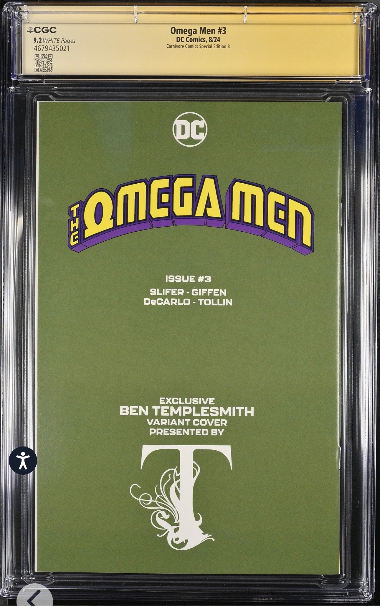 Omega Men #3 CGC SS 9.2 (DC, 2024) Signed & Sketch By Ben Templesmith (Reprints Omega Men #3 6/83) 1st Appearance of Lobo
