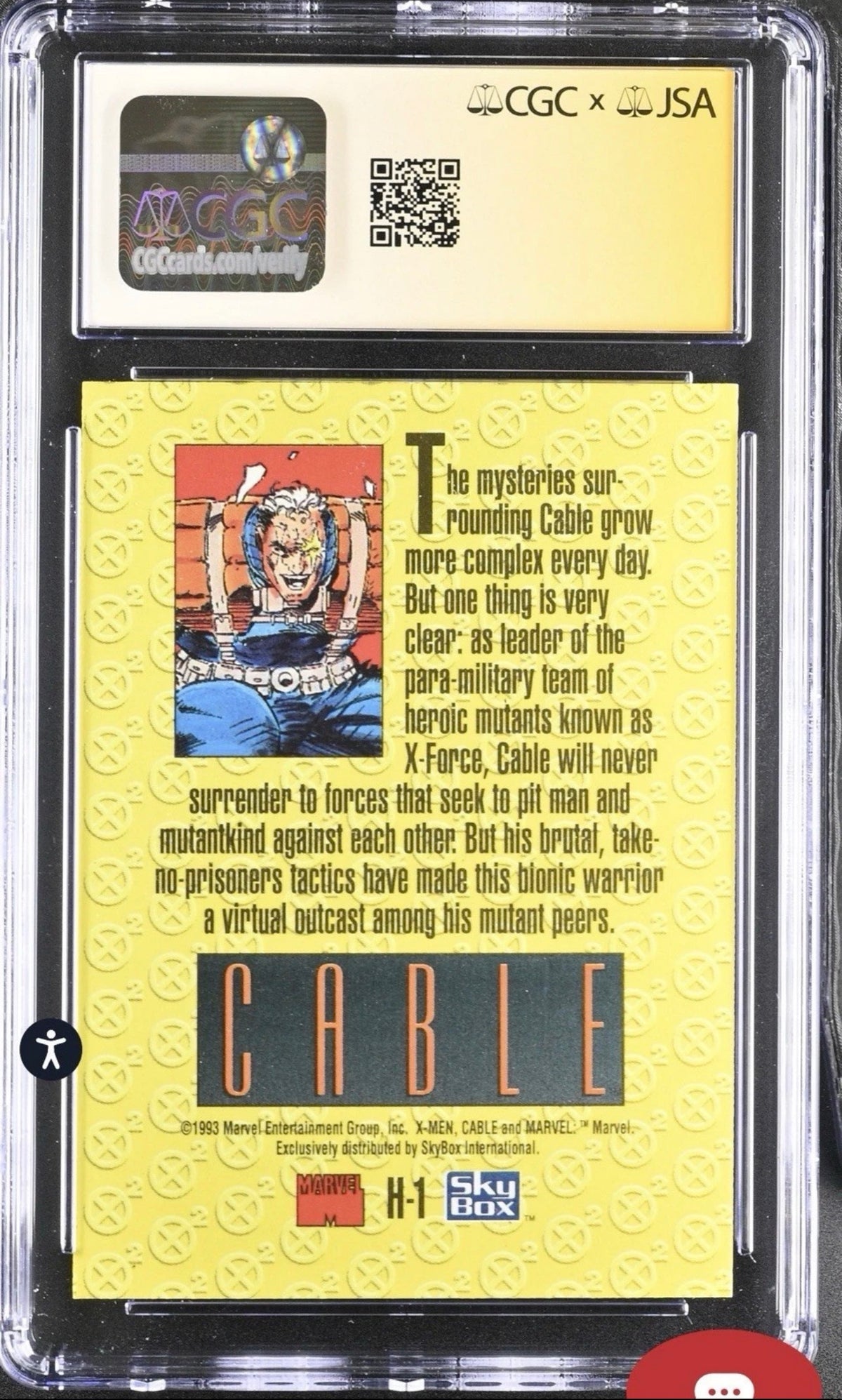 X-Men Series 2 Holithogram #H-1 Cable Card CGC SS 8 Signed By Fabian Nicieza (Marvel, 1993)