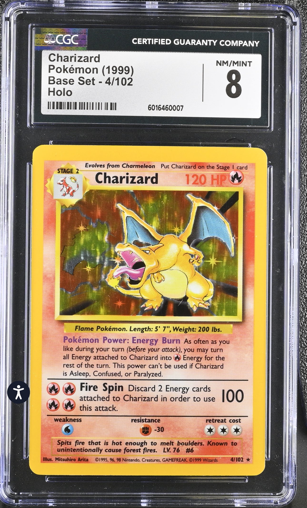 Charizard Pokémon (1999) Base Set 4/102 Holo CGC 8 (NM/Mint)